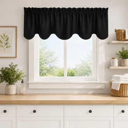 Vista 33 de Aquazolax Half Window Curtains 24 Inch Length, 28" Wide Rod Pocket Small Window Treatment for Kitchen, Bathroom, Camper, Beige, 2 Panels Set