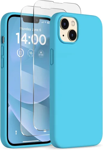 Vista 33 de Funda de silicona diseñada para iPhone 14 Plus, con 2 protectores de pantalla, funda protectora de cuerpo completo a prueba de golpes, funda delgada
