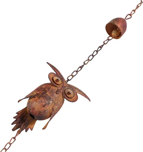 Vista 9 de Cadena de lluvia de búho de 7.5 pies, cadenas de lluvia para canalones, cadena de metal para drenaje de aleros, cadena decorativa ajustable