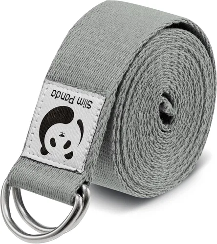 Vista 15 de Correa de yoga Slim Panda para estiramiento, Correa de yoga de algodón con hebilla ajustable en forma de D, Correa de yoga no elástica para pilates