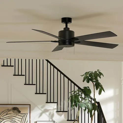 Vista 2 de Kichler Lucian II 60 - Ventilador de techo moderno para interiores con motor de CA, control de cadena de tracción y diseño contemporáneo en negro