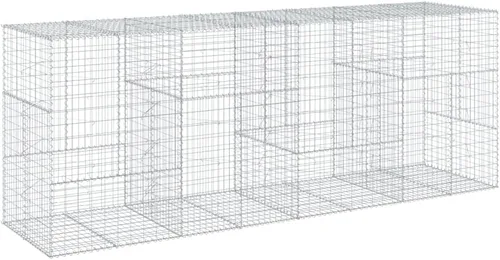 Vista 71 de vidaXL Cesta de gavión con tapa, 39.4 x 19.7 x 39.4 pulgadas, hierro galvanizado rectangular, resistente a la intemperie, montaje sin herramientas