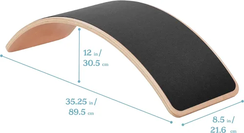 Vista 2 de ECR4Kids Tabla de Equilibrio con Base de Felpa, Juguete Montessori, Negro Felt non-slip Montessori balance board helps develop & improve balance