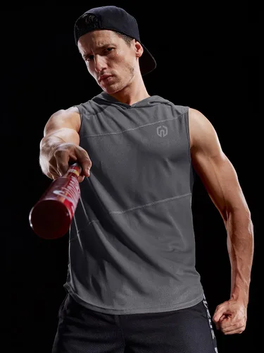 Vista 4 de NELEUS Dry Fit - Camiseta deportiva sin mangas para correr con capucha
