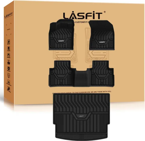 Vista 12 de LASFIT Alfombrillas de Piso Compatibles con Nissan Armada 2017-2018 / Infiniti QX56 2011-2013 / Infiniti QX80 2014-2018, TPE Para Todo Clima Ajuste