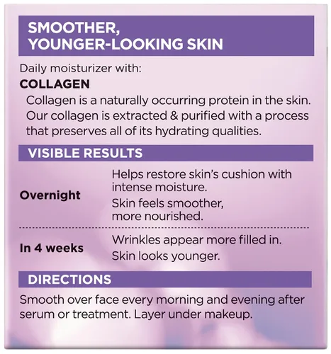 Vista 8 de L'Oreal Paris Hidratante facial diario de colágeno, crema facial antienvejecimiento para reducir las arrugas y proporcionar una hidratación intensa