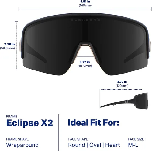Vista 66 de Blenders Eyewear Eclipse X2 - Gafas de sol polarizadas - Lente envolvente - 100% protección UV - Para hombres y mujeres