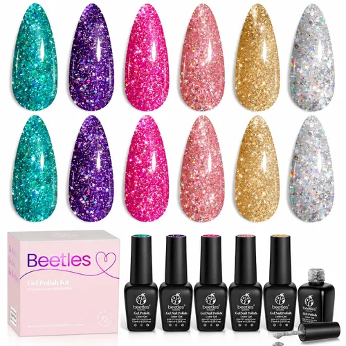 Vista 51 de beetles - Juego de esmaltes en gel color borgoña – Berry Merlot 6, ciruela, cereza, moca, rojo, otoño-invierno, morado oscuro, vino púrpura oscuro