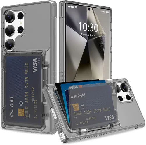 Vista 30 de Funda tipo cartera para iPhone 13 Pro Max con 3 ranuras para tarjetas de crédito, a prueba de golpes, híbrida, resistente, transparente Cubierta