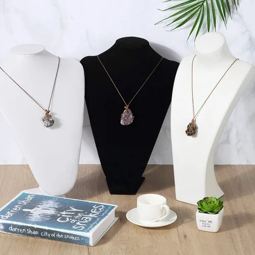 Vista 7 de Hicarer 4 collares de cristal, collar de turmalina negro natural, collar con colgante de piedra de cristal, amatista fluorita pirita con cuerda