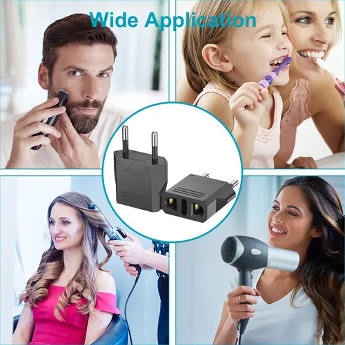 Vista 5 de Travel Adapter, 8 Pack of US/CA to European Plug Adapter Travel Power Plug Universal Power Jack Wall Plug Converter (Black)
