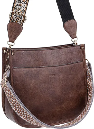 Vista 9 de HKCLUF Bolso cruzado para mujer, 2 piezas, de cuero, con 2 correas ajustables de leopardo, bolsa cruzada