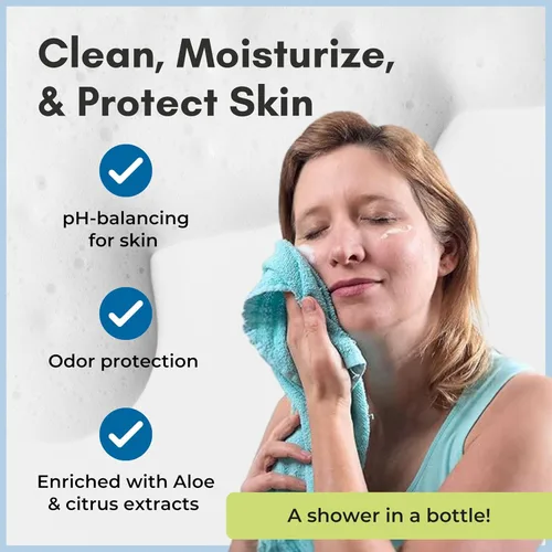 Vista 4 de Nurture - Limpiador espumoso sin agua sin enjuague para mujeres, camping, ancianos y cuidado hospitalario Gel de baño sin enjuague con aloe
