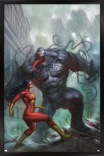 Vista 8 de Trends International Marvel Comics-Spider-Woman-Venom #161 - Póster de pared, 14.725 x 22.375 pulgadas, versión enmarcada de madera de granero