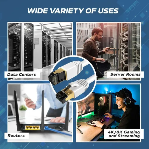 Vista 6 de Cables Direct Online Cable de conexión Ethernet SFTP Cat8 negro de 0.5 pies, conexión de 40 Gbps 2000 MHz, cobre blindado 26AWG RJ45 retrocompatible