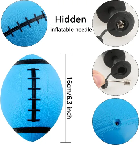 Vista 2 de Paquete de 12 mini fútbol inflable de 6.3 pulgadas, deportes, rugby, fútbol, piscina, playa, juguetes con bomba para juegos deportivos en interiores