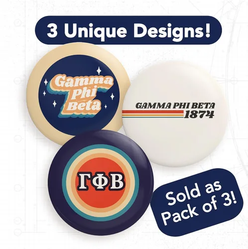 Vista 3 de Desert Cactus Gamma Phi Beta Buttons Pin Back Badge Sorority 3 Pieces of Variety 2.25-inch