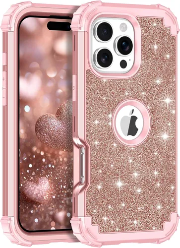 Vista 41 de LONTECT Funda para iPhone 15 Plus con purpurina brillante 3 en 1, a prueba de golpes, resistente, híbrida, resistente, funda protectora de alto