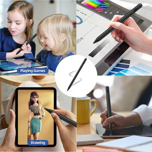 Vista 7 de Lápiz óptico para iPad 2018-2025 con rechazo de palma, carga más rápida, sensibilidad de inclinación, lápiz iPad compatible con Negro
