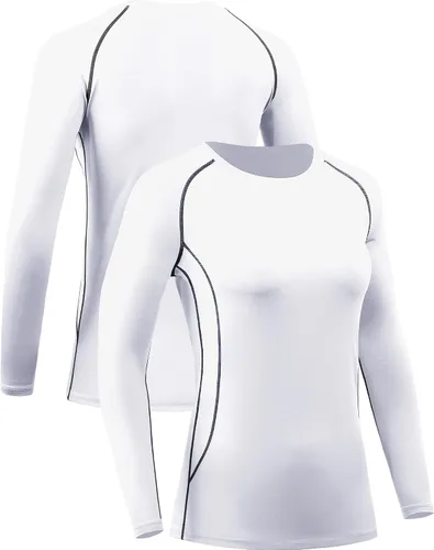 Vista 76 de CADMUS Paquete de 1 o 3 camisetas de entrenamiento de manga larga para mujer, camiseta de compresión de ajuste seco para correr