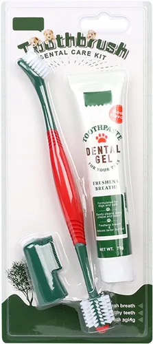 Vista 6 de Kit de pasta de dientes para mascotas, limpieza de dientes de perro, limpieza de dientes de gato, kit de cuidado dental para mascotas, reduce