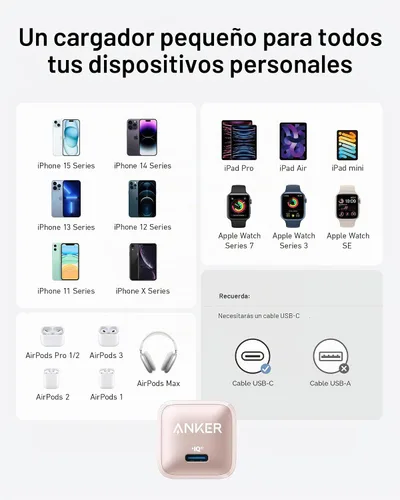 Vista 6 de Anker Bloque de cargador USB C, 20 W PIQ 3.0 de carga rápida compacta para iPhone 17/16/15 y más series, Galaxy, Pixel 4/3, iPad (cable no incluido)
