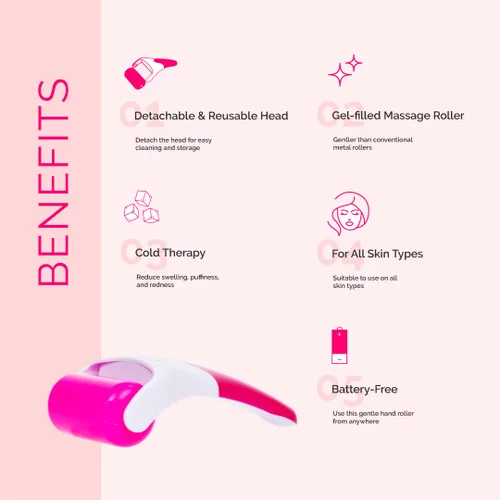 Vista 4 de Elizabeth Mott Rodillo de hielo para rostro y ojos, masajeador facial refrescante para reducir la hinchazón, bolsas debajo de los ojos