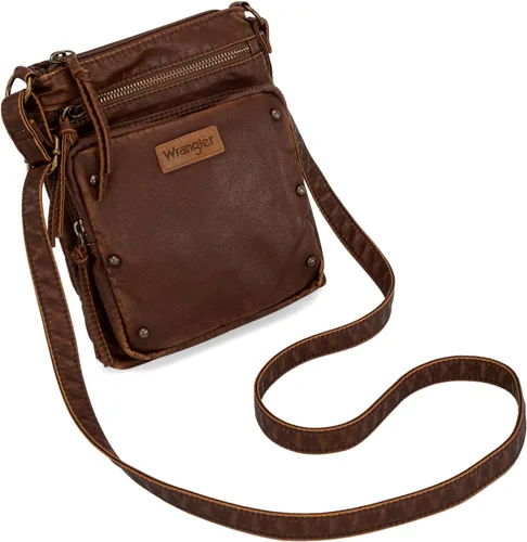 Vista 4 de Wrangler - Bolso bandolera para mujer, de piel lavada suave, con múltiples bolsillos