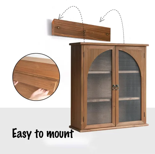 Vista 4 de COLLECTIVE HOME - Armario organizador de pared de 24 pulgadas, gabinete de baño de madera maciza con puerta arqueada, ya montado, 22 x 8 x 24