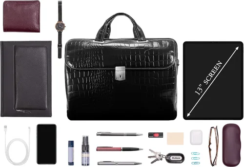 Vista 4 de McKLEIN 13" Leather Tablet Briefcase- SERVANO Negro