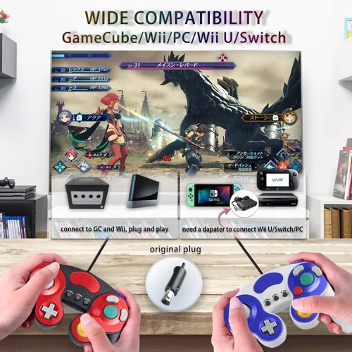 Vista 5 de A-KSXJ Latest Upgraded GameCube Controller Classical Gamepad for Nintendo Switch GameCubeWii UWii with HD Vibration TURBO Function 18m Cable and