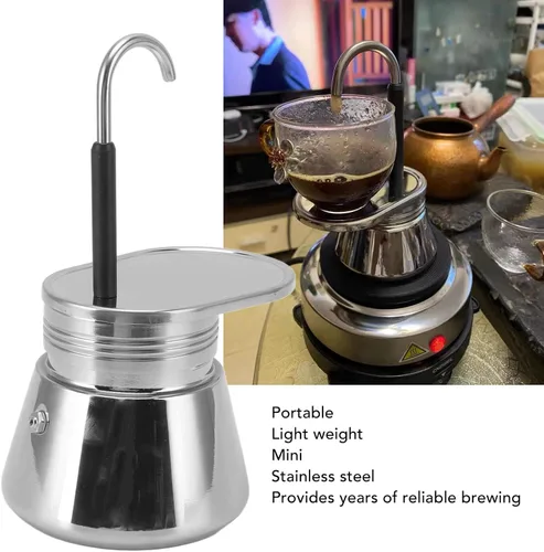 Vista 2 de GOWENIC Cafetera italiana de acero inoxidable, olla portátil de gran capacidad, 101 a 16.9 fl oz