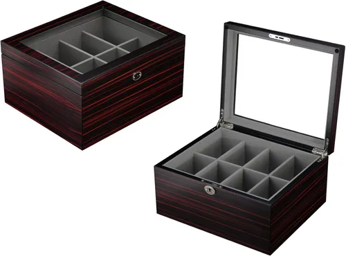 Vista 5 de TimelyBuys Caja organizadora de almacenamiento de madera de ébano para 8 cinturones y accesorios, para tocador, mesita de noche, armario, regalo