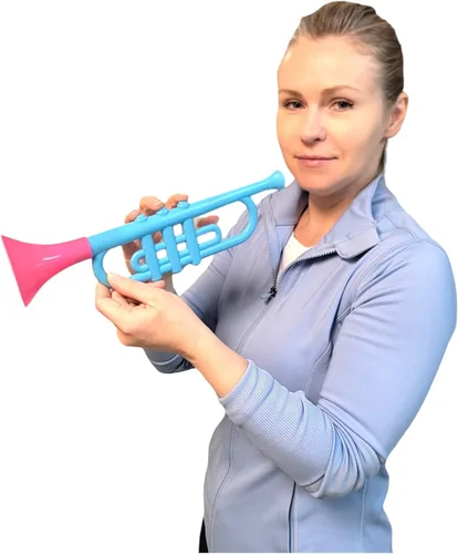 Vista 7 de Trompetas de plástico coloridas (13 pulgadas) juguetes musicales para niños, instrumentos para hacer ruido para fiestas y eventos, recuerdos