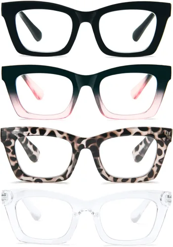 Vista 8 de Gafas de lectura para mujer, estilo Oprah, de gran tamaño, con bisagra de resorte cuadrada, lentes de bloqueo de luz azul
