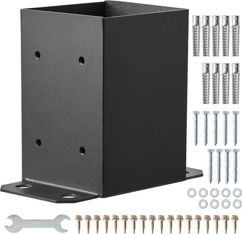 Vista 9 de VEVOR Base para Poste 4x4 2 Piezas, Tamaño Interior 3.6"x3.6" Soportes de Base para Poste, Anclaje de Poste de Servicio Pesado con Recubrimiento
