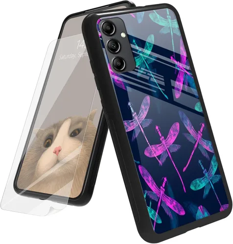 Vista 81 de Funda para Samsung Galaxy A12 5G con protector de pantalla, parte trasera de vidrio templado + TPU de silicona suave que absorbe los golpes