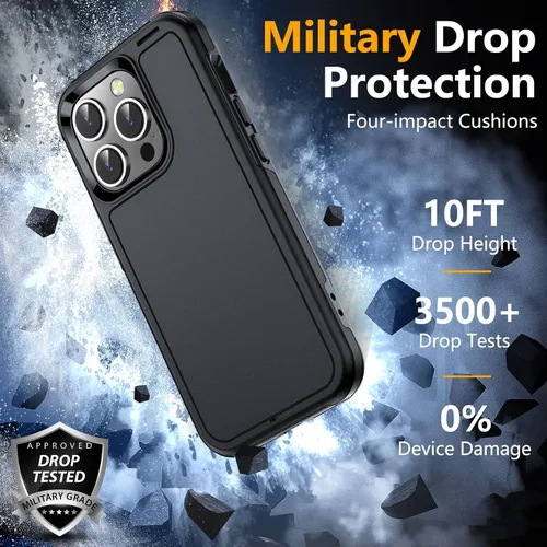 Vista 2 de jaroco Funda magnética para iPhone 14 Pro, compatible con MagSafe, protección resistente contra caídas con 2 protectores de pantalla de vidrio +