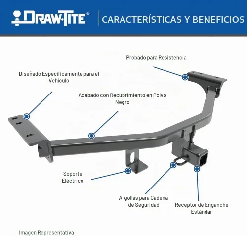 Vista 4 de Draw-Tite 75908 Enganche de Remolque Clase 3, Receptor Cuadrado de 2 Pulgadas, Compatible con Hyundai Santa Fe 2019-2020, KIA Sorento 2016-2020