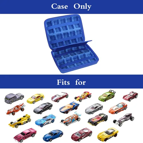 Vista 7 de Mchoi Funda de transporte a prueba de golpes para Hot Wheels 20 coches, solo funda (todo azul)