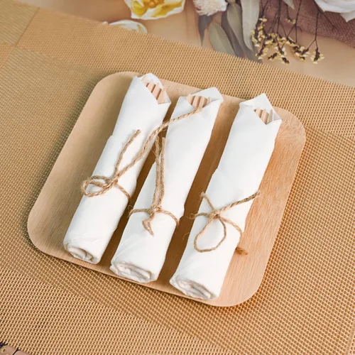Vista 5 de Cubiertos de madera desechables, alternativa a los cubiertos de plástico, juego de 50 utensilios de madera, ecológicos, biodegradables