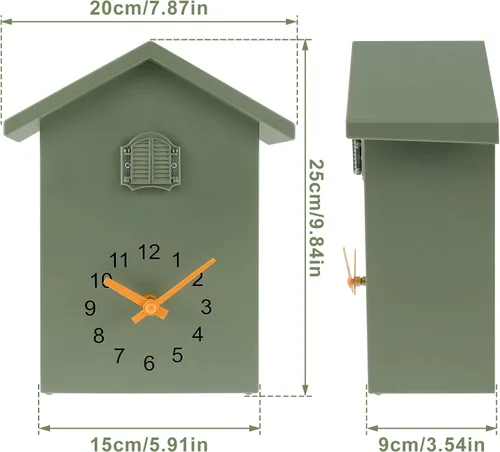Vista 2 de Reloj de cuco de cuco, reloj de pared de cuco, voces de pájaro de cuco, diseño de péndulo, con péndulo, funciona con pilas, para decoración