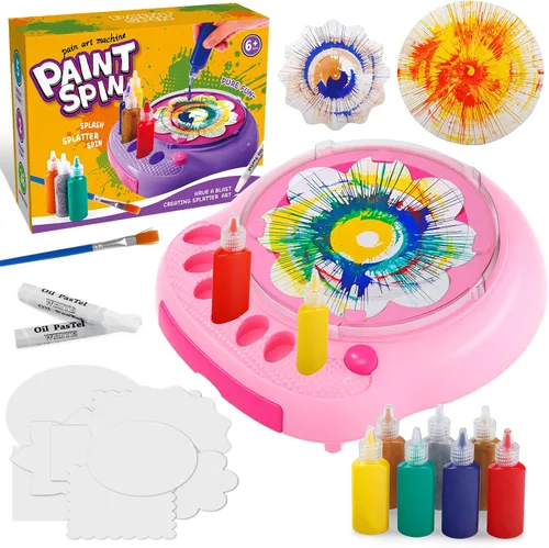 Vista 9 de Kit de máquina de arte giratorio de pintura para niños, artes y manualidades, juegos de juguetes giratorios para niños y niñas de 6, 7, 8, 9 años