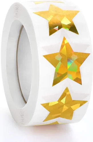 Vista 15 de 500 calcomanías de estrellas multicolor para recompensas infantiles, calcomanías holográficas de estrellas de 1 pulgada para bricolaje