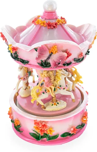 Vista 4 de Figura musical de carrusel floral de hadas rosa