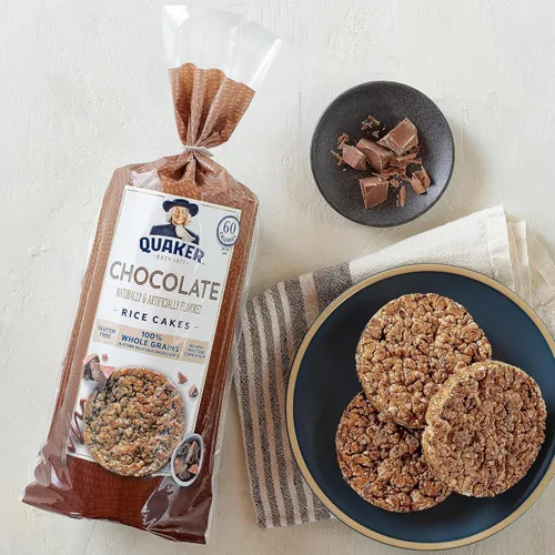 Vista 5 de Quaker Tortas de arroz grandes, chocolate, bolsas de 7.23 onzas, (paquete de 3), sin gluten, grano entero, sin colores añadidos