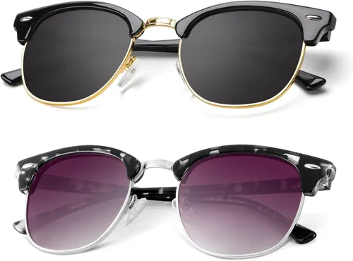 Vista 26 de KALIYADI Gafas de sol polarizadas para hombres y mujeres, marco semi sin montura, para conducir con bloqueo UV A01-(1 Pack) Tortuga Mate G15