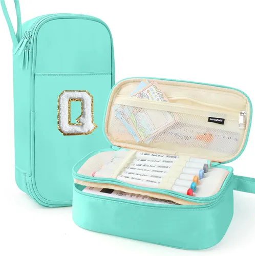 Vista 50 de Estuche Grande para Lápices, Bolsa de Lápices de Gran Capacidad, Bolsa de Lápices Personalizada con Inicial con Cremallera Suave, Múltiples