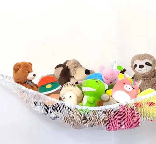 Vista 8 de PLS - Organizador de almacenamiento de juguetes colgantes, red de juguetes de animales para dormitorios de niños, sala de juegos y organización