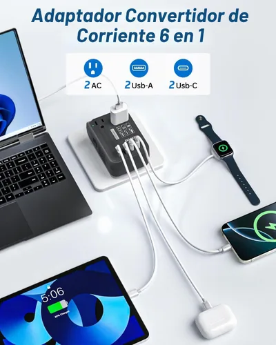 Vista 2 de DOACE - Convertidor de voltaje con adaptador de viaje, 350 W, 220 V a 110 V, color negro